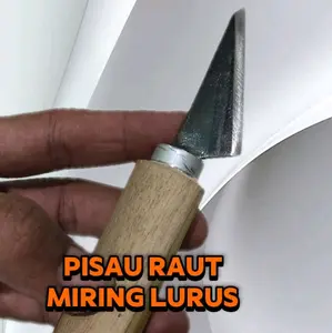Pisau Raut Miring Lurus Bahan Baja Serkel Pegangan Kayu Jati tuntuk Potongan Presisi