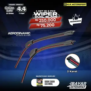 AERODINAMIC Wiper Mobil Dual Karet Double Layer Frameless 2 PCS Depan Kiri Kanan Universal Semua Tipe Mobil