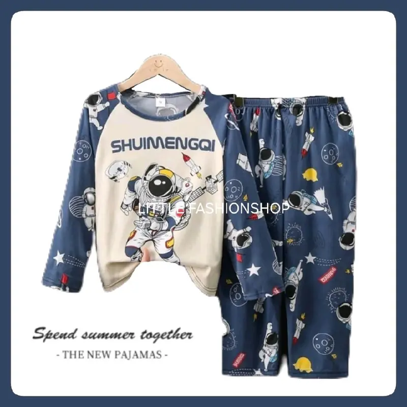 (4-13T) Baju tidur anak cowok lengan panjang celana panjang piyama anak cowok 3