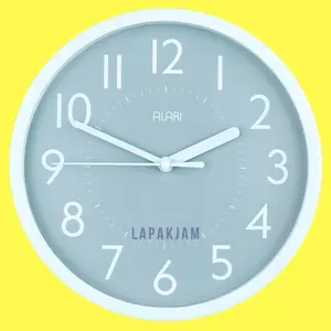 Jam Dinding Quartz BestSeller Dekorasi Kamar Minimalis Unik Besar Alari AL1209-1668 Abu Modern