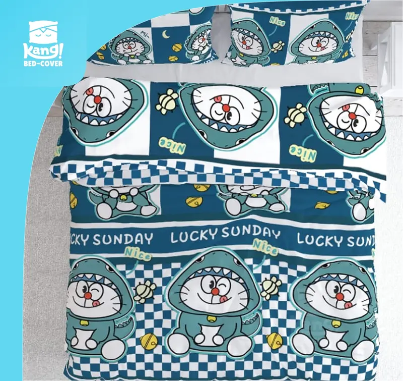 KANG BEDCOVER - Satu Set Bedcover & Sprei Aesthetic Katun Microtex Disperse Premium - KING SIZE - TERMASUK SARUNG BANTAL GULING - NobiKubi 1