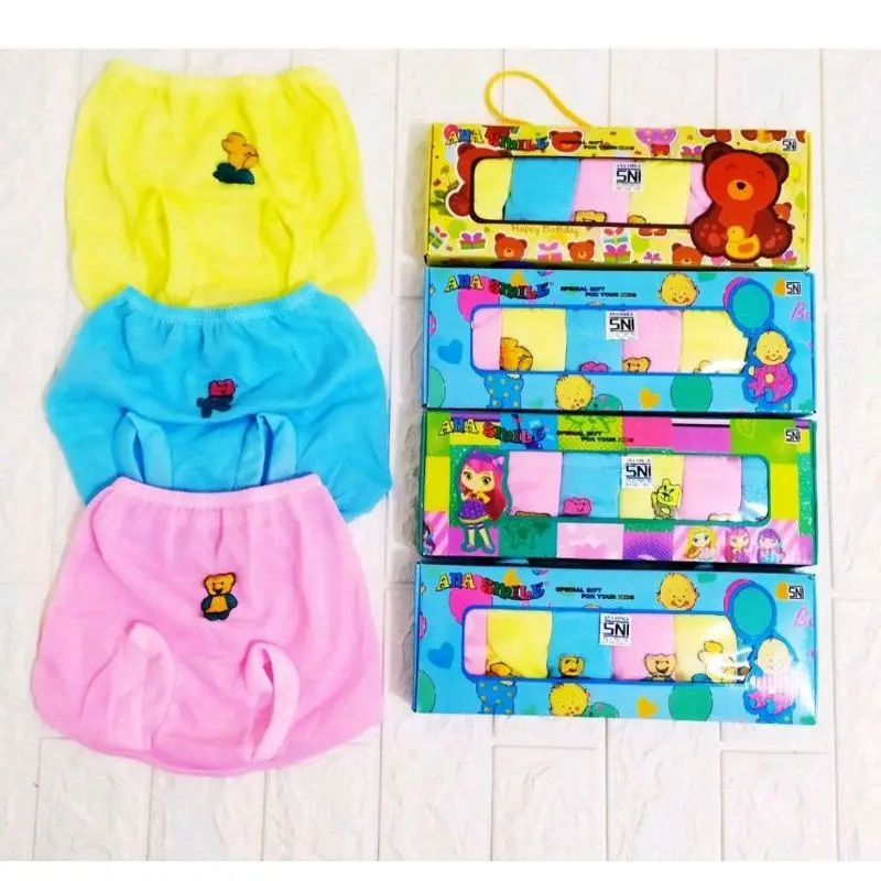 6 Pcs Paket Kado Celana Bayi Pop Murah  - Celana Kaca Mata Polos / celana dos isi 6 0