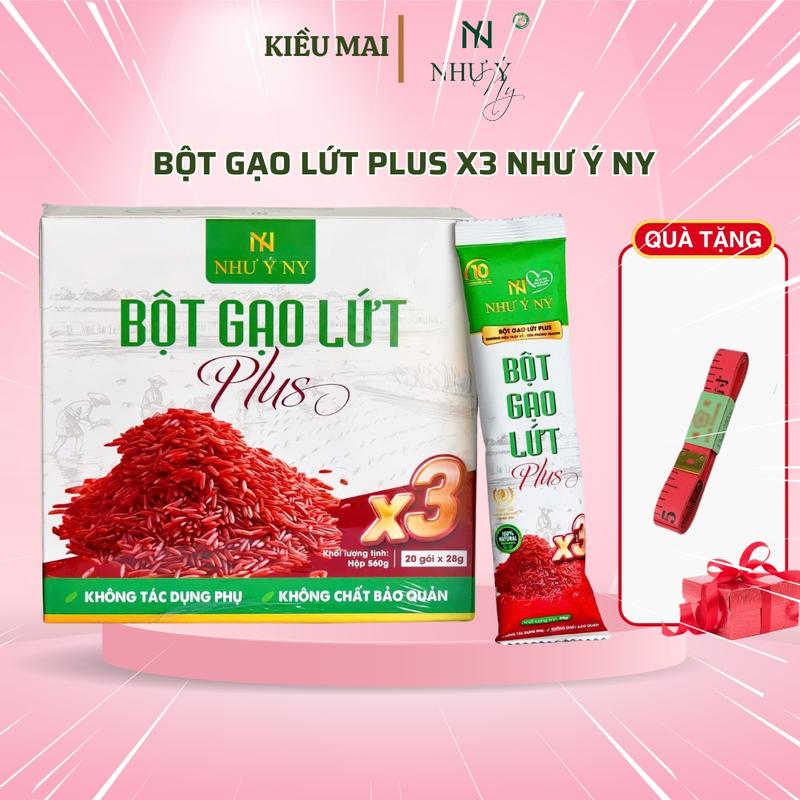 Bột Gạo Lứt Plus X3 Như Ý NY - Tặng BỘT PLUS MINI,  TRÀ MINI, THƯỚC DÂY, LY NHƯ Ý NY, PHIẾU BẢO HÀNH - 20 gói/hộp