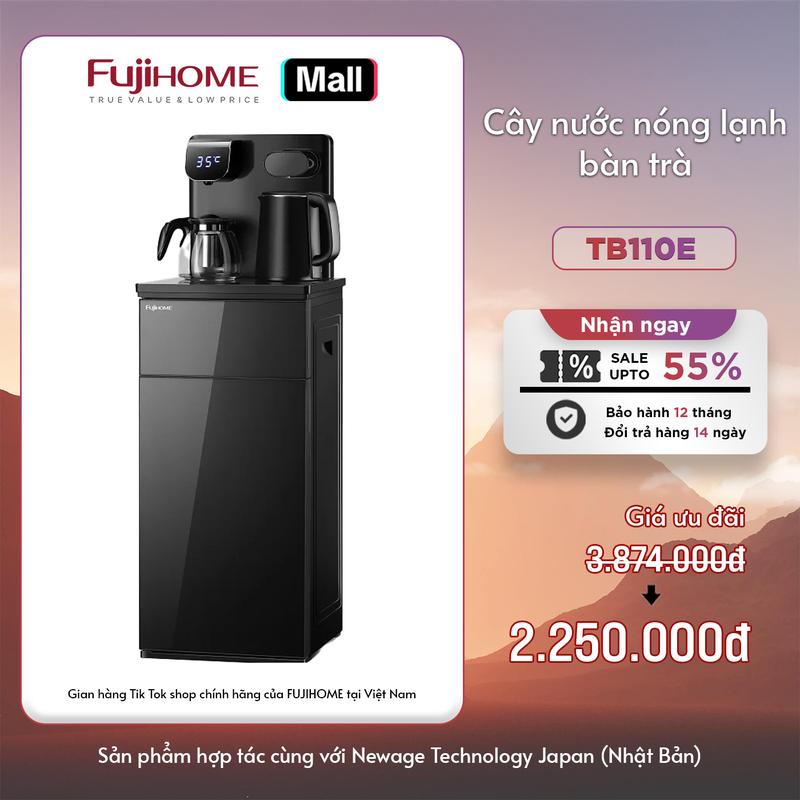 Cây nước nóng lạnh bàn trà bình âm FUJIHOME TB110E, màn led hiển thị điều khiển từ xa - BH 24 Tháng
