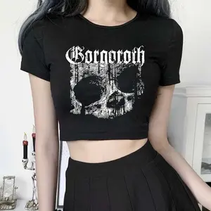 ￼Crop Top Wanita BORGOTH Knit Rib Atasan Baju Kaos Tee Melar Pendek