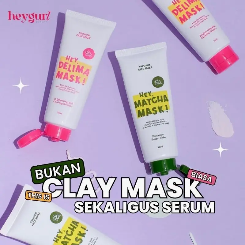 [READY] Clay mask by heygurl.id / CLAY MASK HEYGURL / Clay mask delima heygurl / clay mask matcha heygurl / Hey Delima Mask / Clay masker heygurl / Claymask Heygurl 1