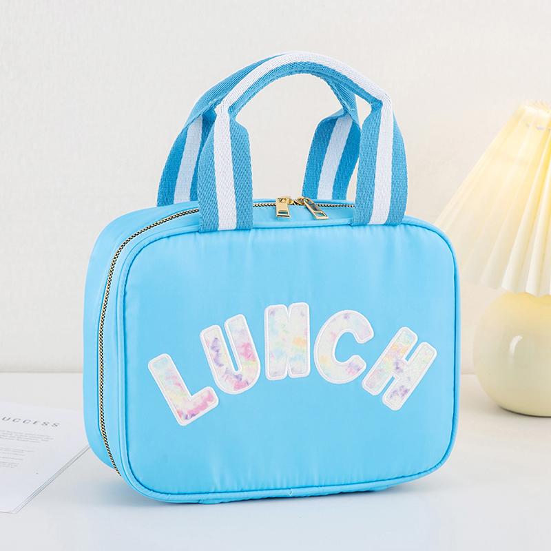 Product Introduction of Large Capacity Nylon Preppy Lunch Box Reusable Lunch Tote Bag LunchBag for Girls Cute Easy packing 18