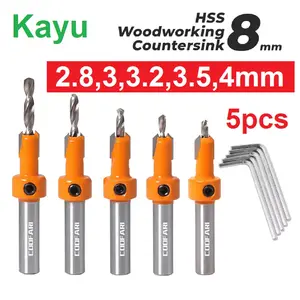 Mata Bor Shanks 5Pcs Set Pembuat Lubang Kayu Sekrup Pengerjaan Kayu HSS 2,8-4mm Flute Countersink Drill Bit