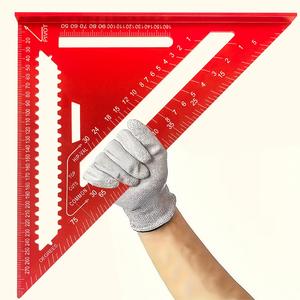 12インチアルミ合金三角定規 精密木工用角度測定工具 メトリック刻み 耐久性メタル構造 厚手高品質測定工具