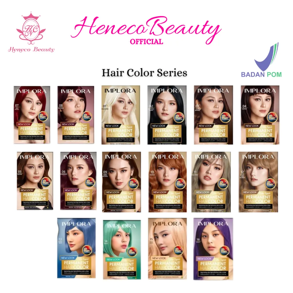 IMPLORA New Look Permanent Hair Color / Cat Rambut Perwarna Bleaching Warna Alami