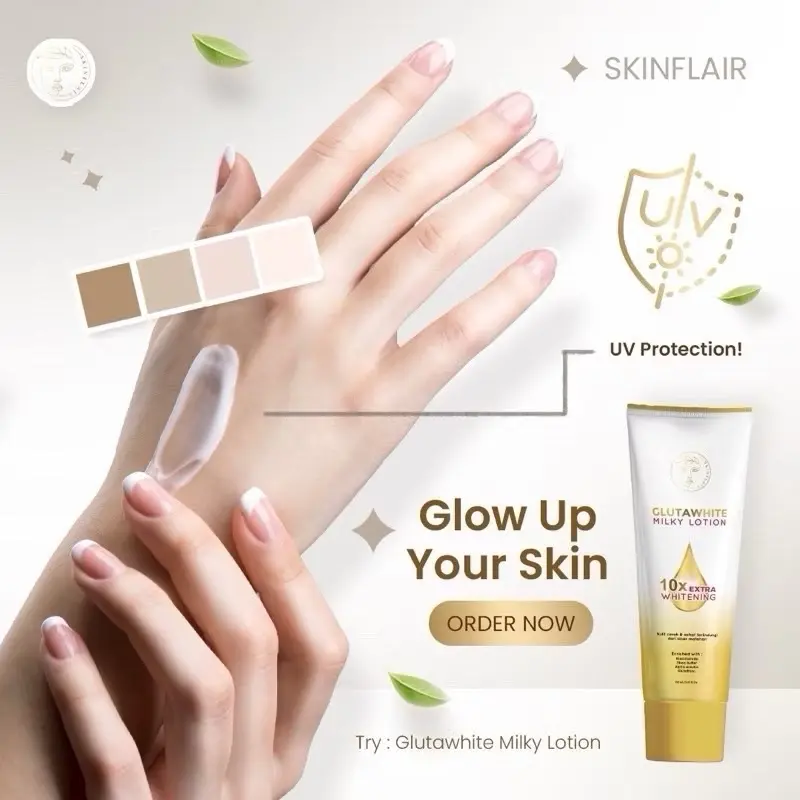 SKINFLAIR GLUTAWHITE MILKY LOTION 150ml LOTION HB SKINFLAIR LOTION MILKY BOOSTER TONEUP WHITENING Mencerahkan Tubuh Pencerah Arbutin 4