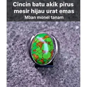 cincin batu akik pirus mesir hijau urat mas