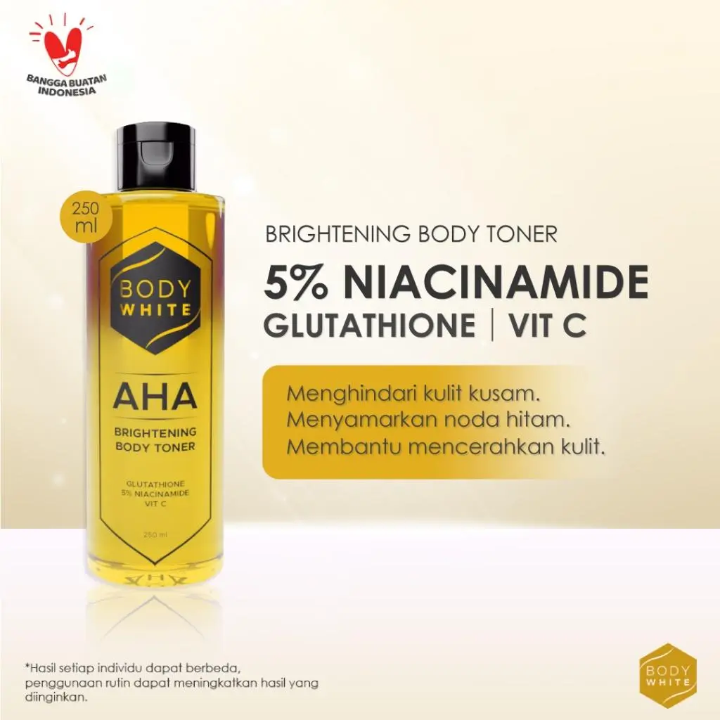 Body White Aha Brightening Body Toner 250ml - Toner Bada