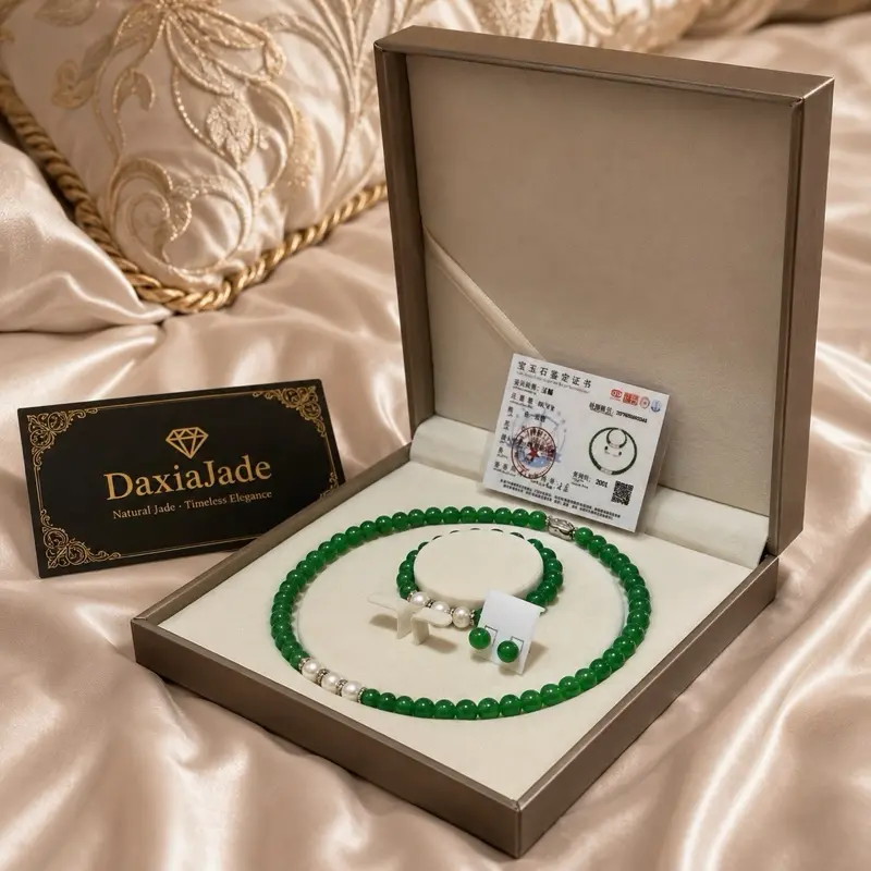 PERHIASAN SET BATU ALAMI GREEN IMPERIAL CHALCEDONY