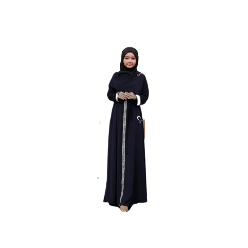 Gamis Anak Remaja 10 sampe 13 tahun/Gamis Anak perempuan Ful varian Garis renda Mewah/Gamis anak muslim Polos tali pinggang kekinian 1