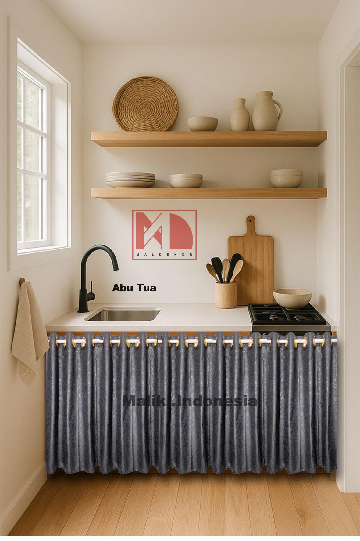 NEW Paket 2 Pcs Gorden Kolong Dapur Ring 12 Lubang Motif Aestetik Korden Katun Curtain