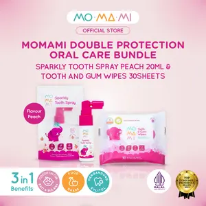 Momami Bundle Baby & Kids Oral Care - Tooth Spray & Wipes Tooth Gum 30S - Paket Tisu Basah Semprotan Perawatan dan Pembersih Gigi Anak