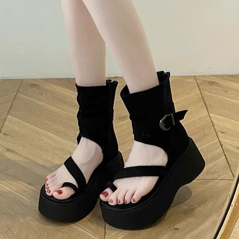 HÀNG L1- FULLBOX Bốt nữ kẹp ngón ELLA style Hàn êm nhẹ độn đế 5cm - FULLBOX- hàng L1- Nữ