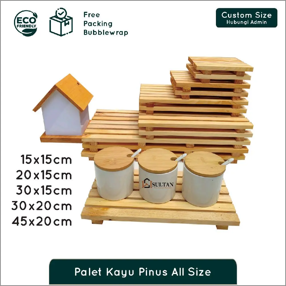 Mini Palet Kayu Pinus Rustic | Dekorasi Fotografi Aesthetic | Tatakan Panci Tahan Panas