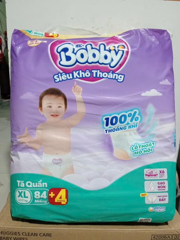 (Tặng 4 miếng) Tã quần bobby XL 84 +4 miếng mega jumbo lõi nén thần Kỳ/ bỉm quần XL76 miếng