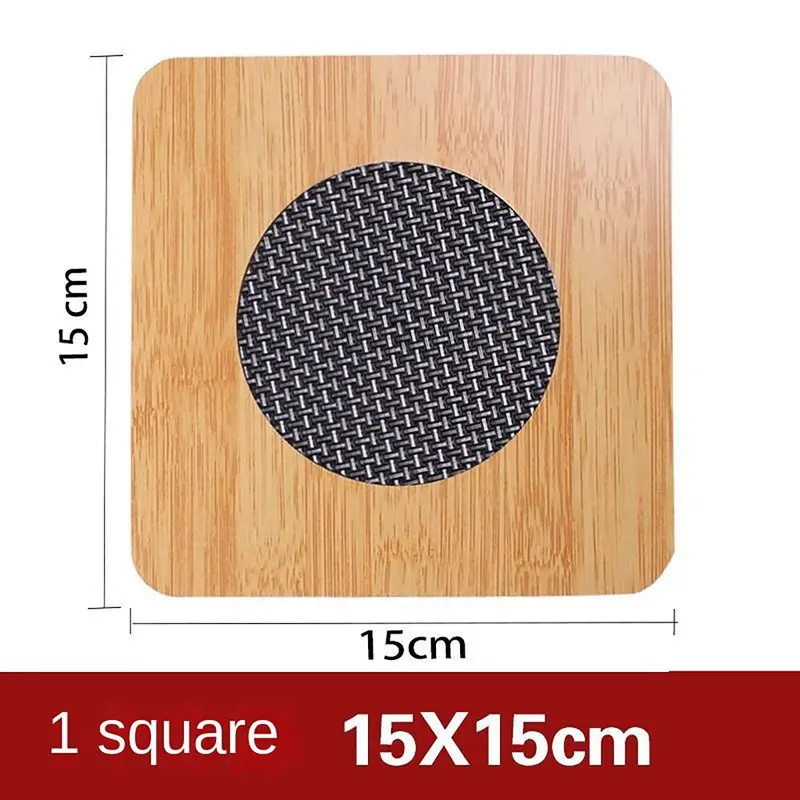 Tấm lót nhiệt bằng gỗ, thiết kế sáng tạo, với thảm chống trượt, hình tròn và hình vuông, tấm cách nhiệt, không thấm nước, đế lót ly, cho đồ dùng nhà bếp trong nhà bếp 5