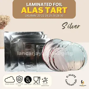 Alas Tart Kue Cake Bulat Kotak Persegi Silver Laminated Foil Food Grade 18 20 22 24 25 26 28 30 CM