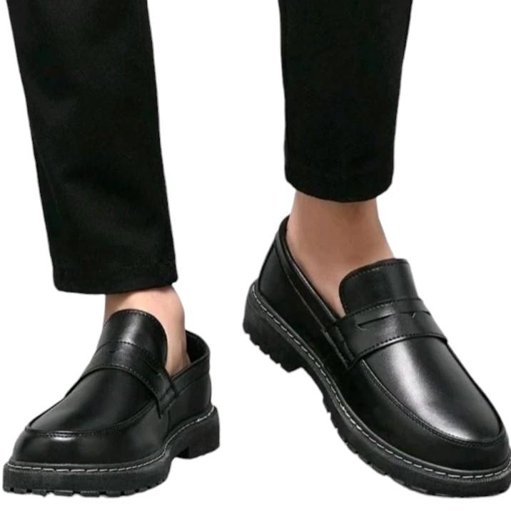 Sepatu Loafers ONIBI docmart formal slop pantofel kerja pria hitam Kasual Oxfroad - Shoes, Flat Karet 2