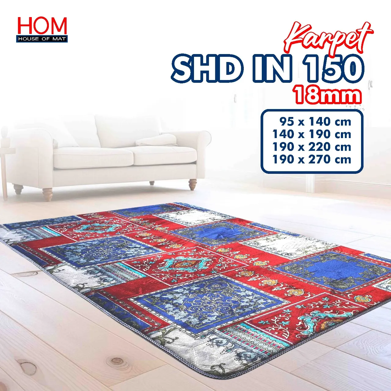 Motif bunga [SHUFU 95x140 ] Karpet Busa Malaysia Motif Tebal 16mm/18mm/21mm