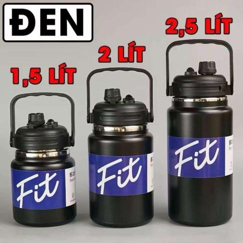 Bình Giữ Nhiệt Lớn Fit 3 Dung Tích 1500ML , 2000ML , 2500ML Miệng Rộng 2 Kiểu Uống Kèm Ống Hút Tiện Lợi