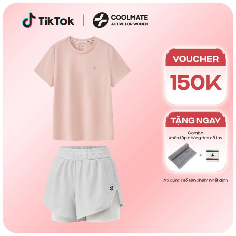 Set đồ gồm áo Core tee và quần shorts nữ chạy bộ 3.5inch Core Shorts thể thao co giãn, thoáng mát - Coolmate Active For Women