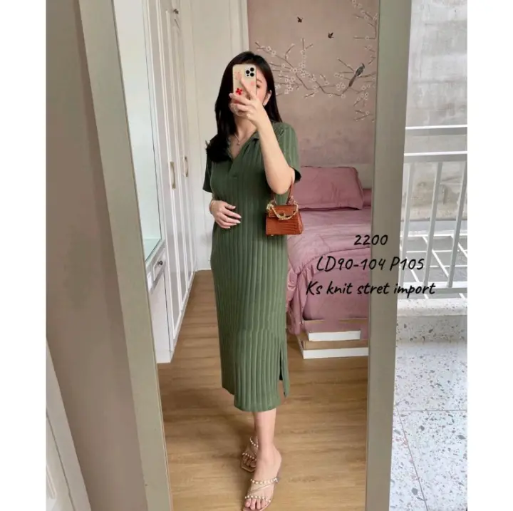 DRESS KNIT MATILDA KERAH MODEL KOREAN -DRESS WANITA REMAJA DEWASA JUMBO 1