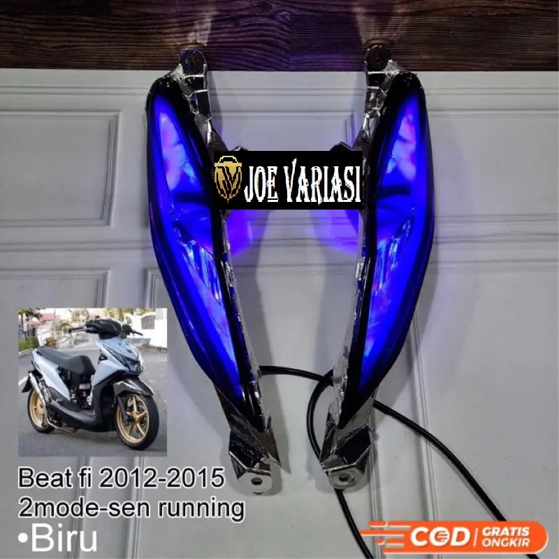 PAKET FULLSET LAMPU ALIS RUNNING BEAT FI OLD LAMA TAHUN 2012 2013 2014 2015 MIKA SMOKE Motor Sporty Reflektor Motorcycle lampu  alis