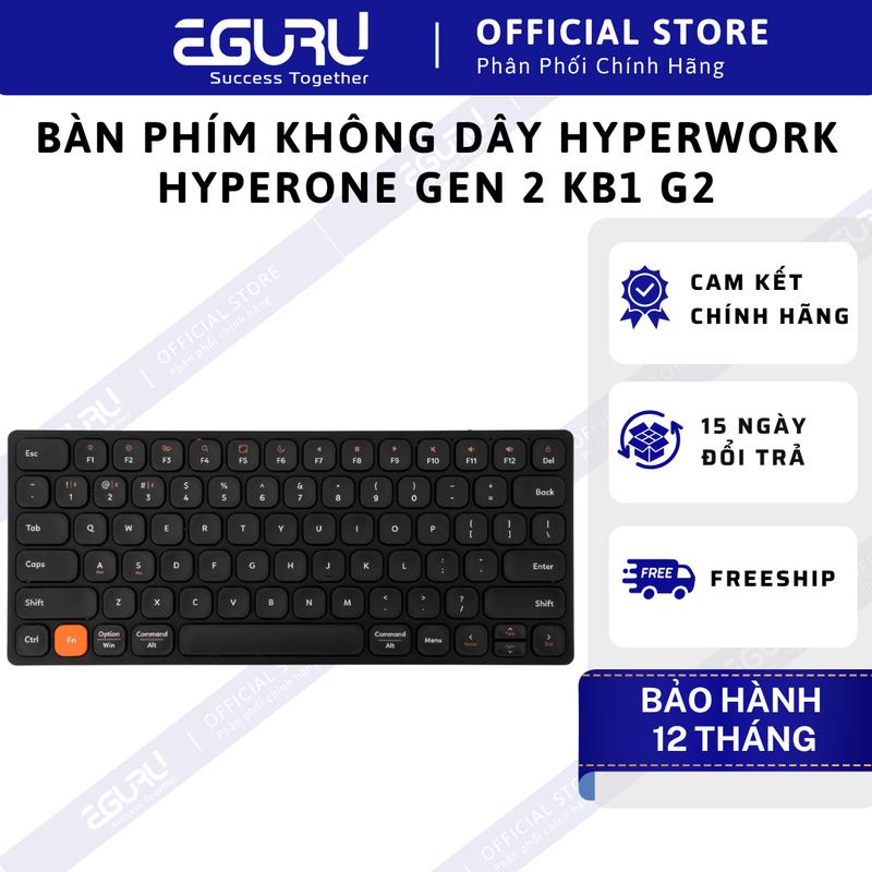 Deal Sốc Bàn phím không dây HyperWork HyperOne Gen 2 KB1 G2 - Bluetooth 5.1 Wireless 2.4GHz 84 phím pin Lithium-ion 400mAh Thiết kế mỏng nhẹ Đen Phím cắt kéo X-Scissors - Hàng Chính Hãng - Bảo hành 12 tháng