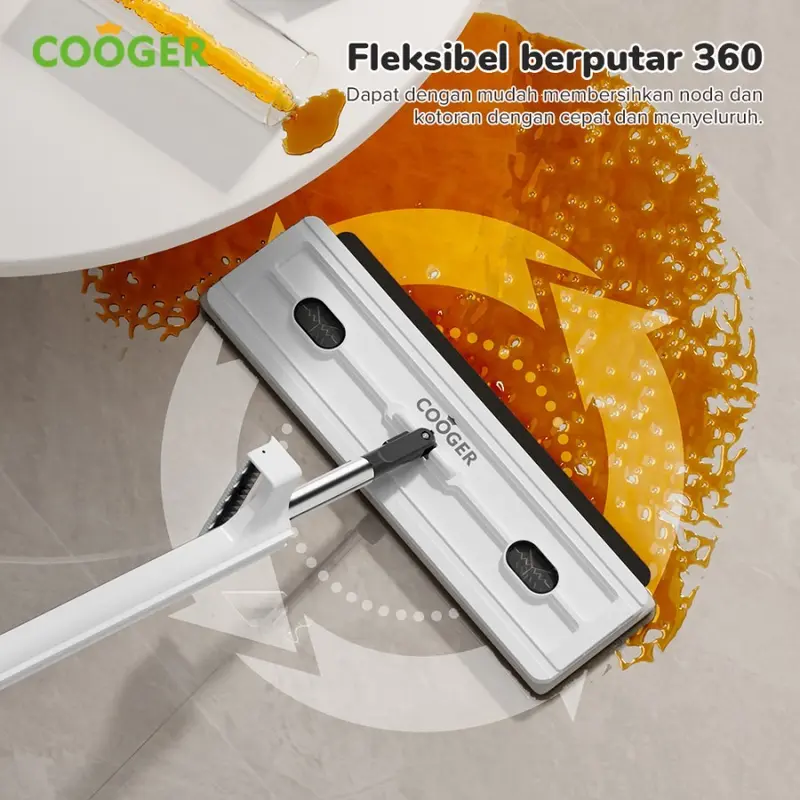 COOGER Electric Pel Lantai Jumbo Alat Pel Cuci Peras Otomatis Dengan Wiper Pel Kain Microfiber 5