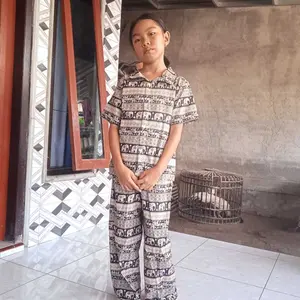 ONESET KEMEJA DAN CELANA PANJANG ANAK PEREMPUAN PIYAMA ANAK MOTIF GAJAH LUCU SETELAN KEMEJA ANAK KEKINIAN