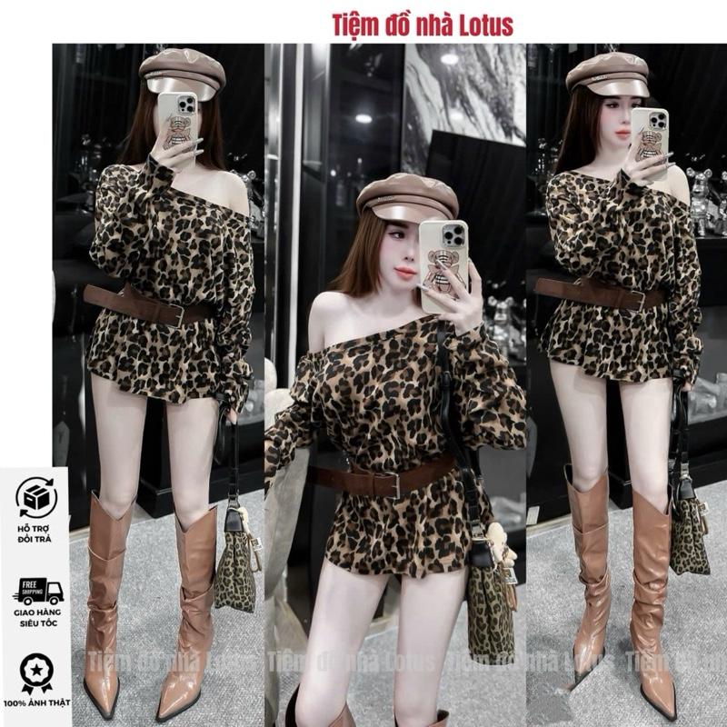   KÈM NỊT  Áo Thun Nữ Da BEO NÂU A76 - Co Giãn Hottrend Cho Nữ Tay Dài Cá Tính  Tiệm đồ nhà Lotus  