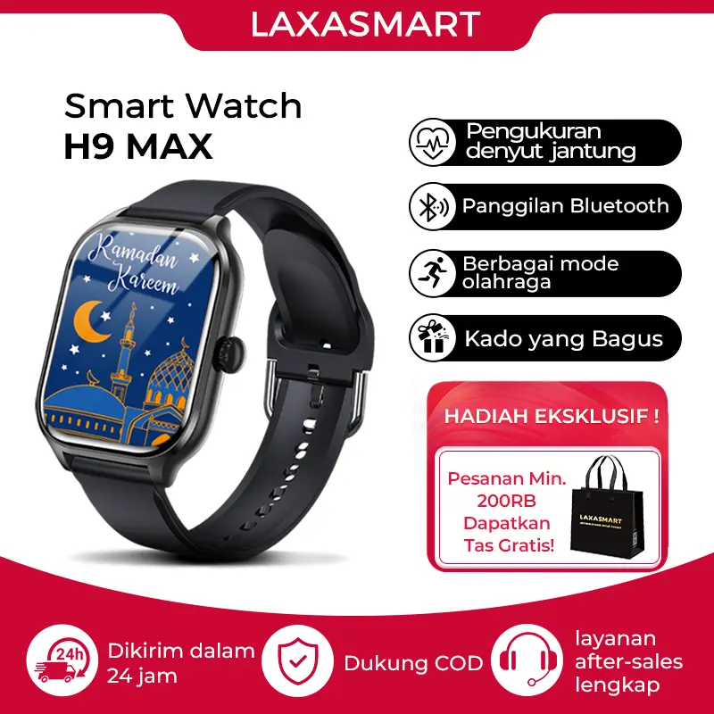(BISA COD) Jam tangan smartwatch pria cewek, H9 Pro ,smartwatch android ios,parlent active smartwatch,jam pria wanita Pelacakan Denyut Jantung, Gelang Pedometer Heart Rate, 2.01" Layar Full Touch Screen, Bluetooth call,health Monitor, Atur Ponsel Pakai
