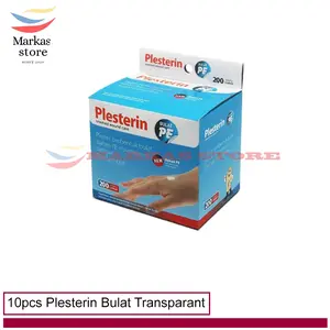 10 Pcs Plesterin Bulat Anti Air Transparan/Bening dengan Pad/Bantalan Tebal