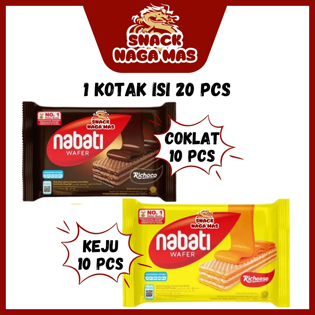 WAFER NABATI 2000 RASA KEJU DAN COKLAT [1 BOX ISI 20 PCS]