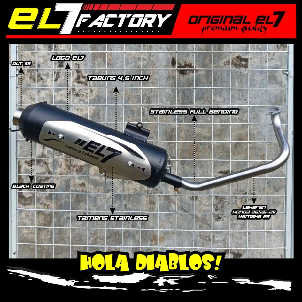 Knalpot Motor Matic EL7 Factory Exhaust Copy CMS Full Set Muffler + Tameng Stainless All Motor Matic