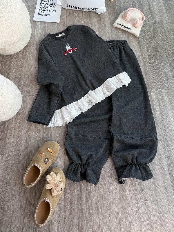  Sét bộ quần áo thêu thỏ nấm ren bèo xinh 