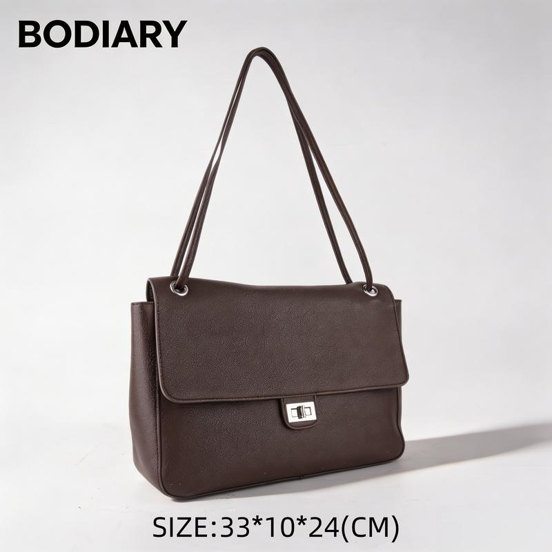 Túi xách nữ BODIARY 62039, túi đeo vai thời trang cao cấp, phong cách hiện đại và đa năng, có nắp khóa bấm, kích thước 33*10*24 cm