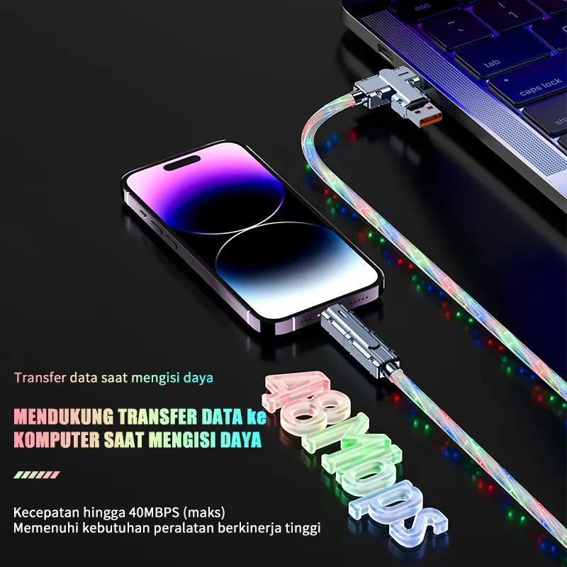 ZHIKE Kabel Data PD Fast Charging Type C to Type C Untuk Type C to iOS Lightning Adaptor 240W 35W 180° Rotate 1.5M Zinc Alloy Silicone USB Adapter Pengisian Cepat Cable Charger Adapter Untuk iP Android Realme XIAOMI Samsung 5