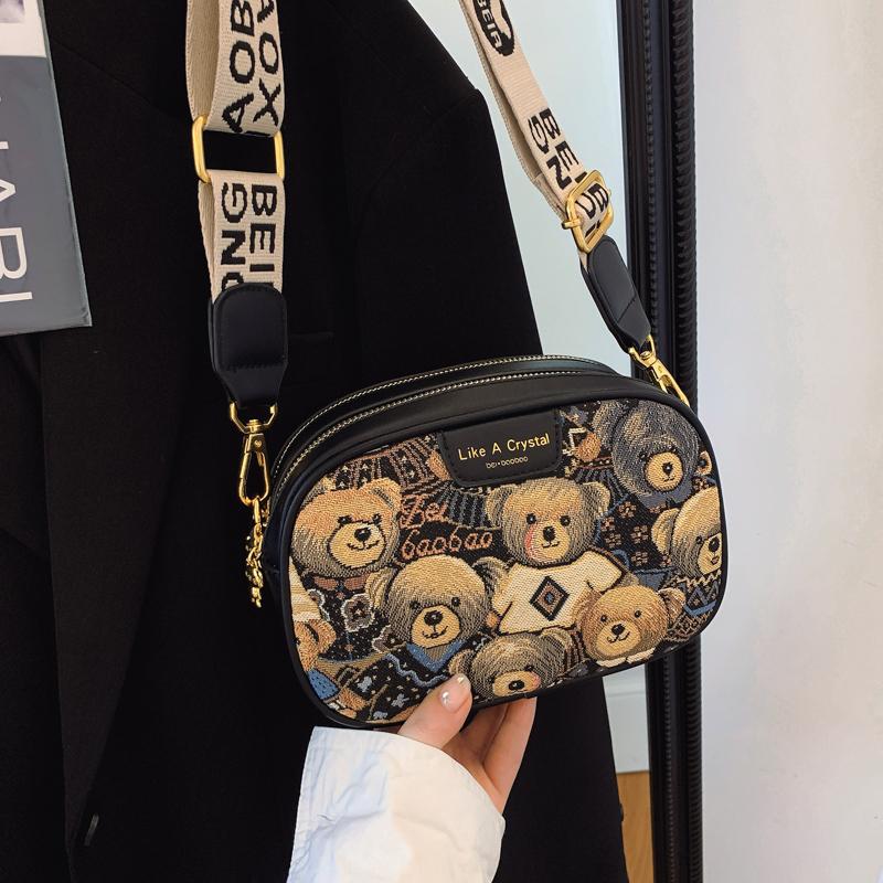 Double-Layer Small Round Bag for Women - Street Style Trendy Canvas Bag, Casual and Versatile Shoulder and Crossbody Bag 8