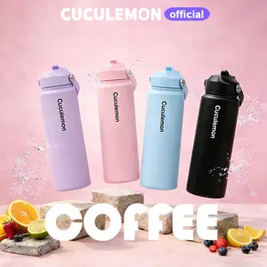 CUCULEMON Termos Tumbler Stainless Steel 304 750ml Tahan Panas & Dingin 8H 12H BPA Free Portabel Gelas Pink untuk Olahraga Kantor dan Perjalanan