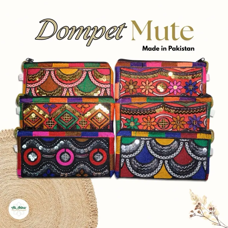 1 Pcs Dompet Mute Pakistan Bordir Payet – Oleh-Oleh Haji Umrah 21x11cm