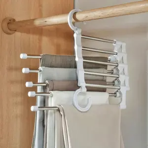 Gantungan Ajaib 5 in 1 Stainless Steel - Gantungan Lipat untuk Pakaian Handuk Celana Praktis dan Efisien