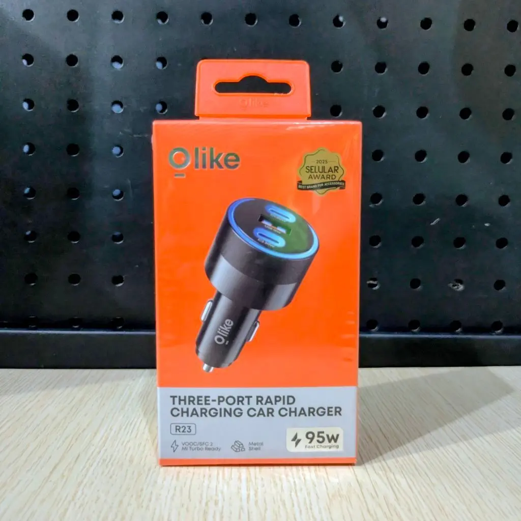 Olike R23 Car Charger Mobil 95W 3 Port Type C + USB Fast Charging QC PD