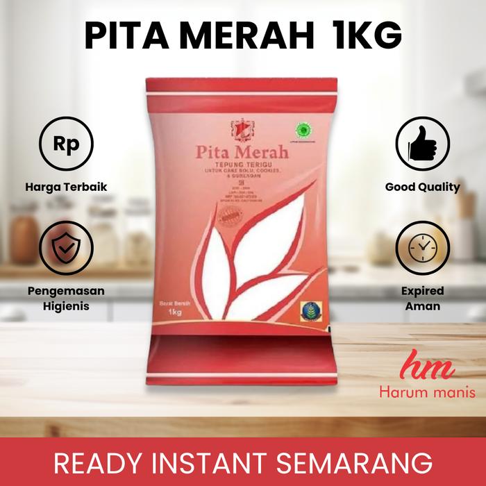 Gambar Tepung Terigu Pita Merah Sriboga 1kg Protein Rendah dari Harum Manis Mart Kota Semarang Tokopedia