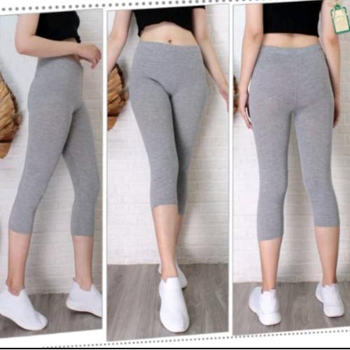LEGING KAOS RAYON 3/4 ELATIS PRAKTIS Legging Lembut Celana Wanita Nyaman Wanita Panjang Dewasa Katun Pendek Katun Pendek 4